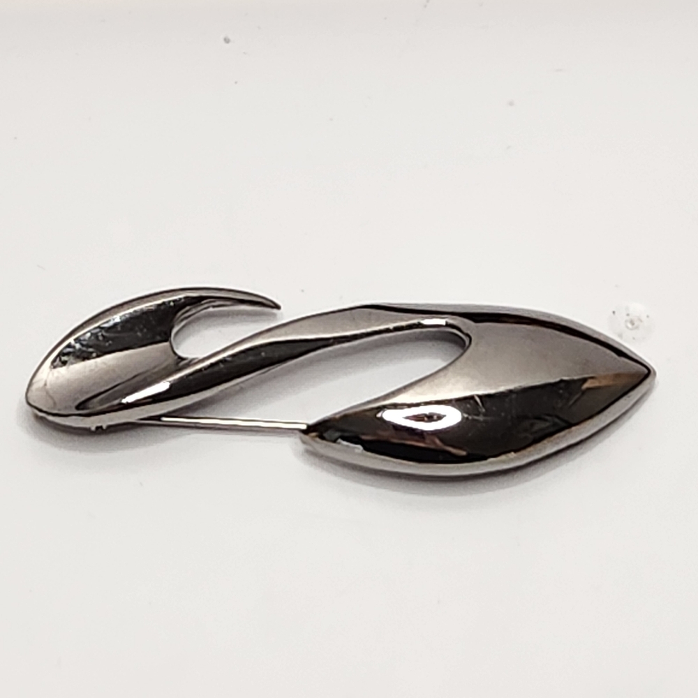 M. lent vtg silvertone abstract brooch pin mcm modernist bold